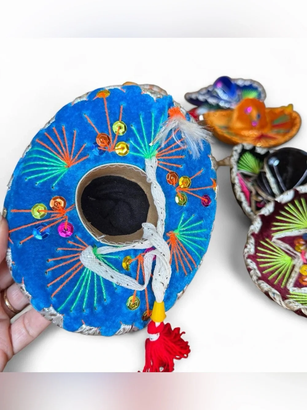 Decorative Mini Sombrero Hats- Multicolor-Set of 8